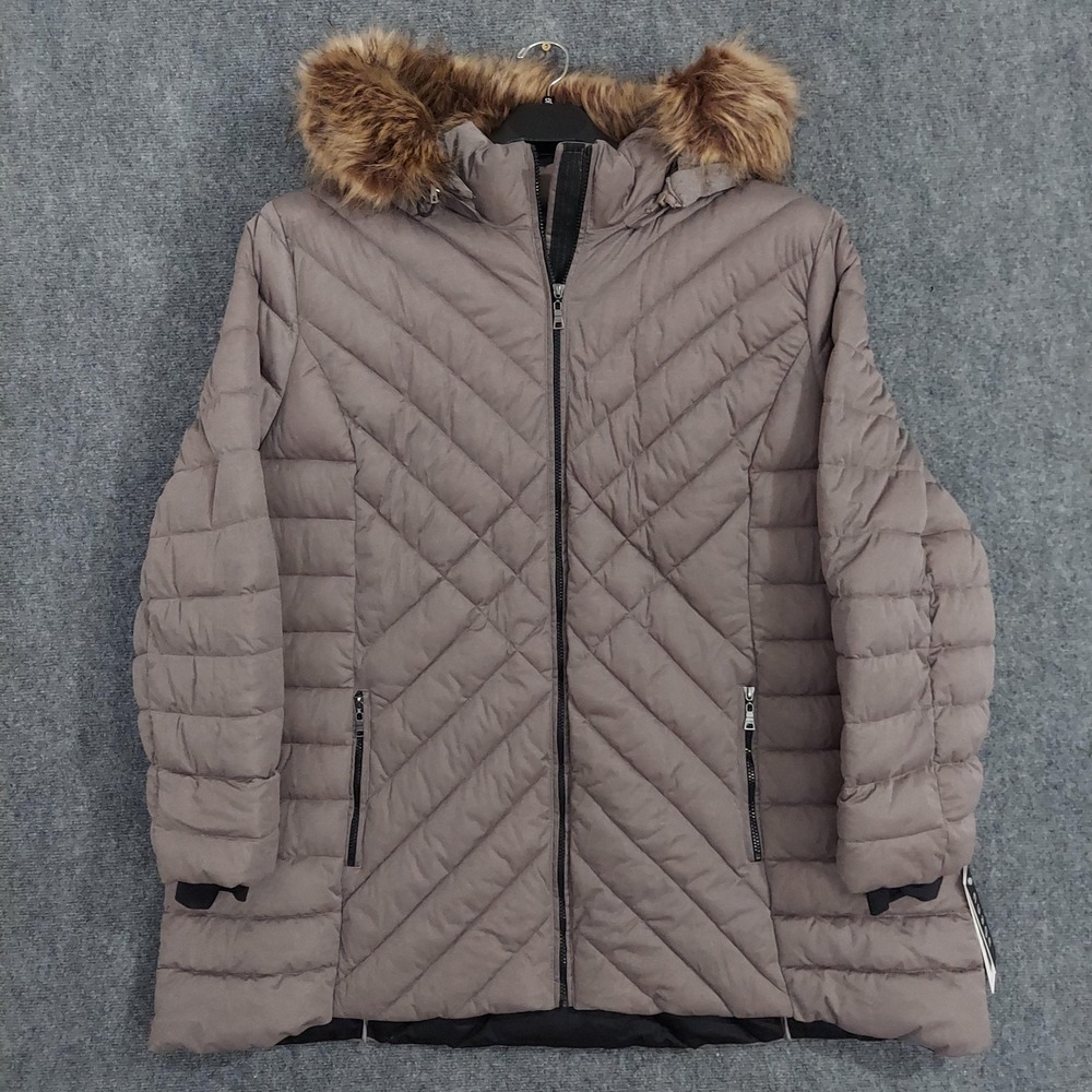 Nuage Coat Womens 5X Plus Brown Puffer Hooded Faux Fur Arctic Warmth Waterproof